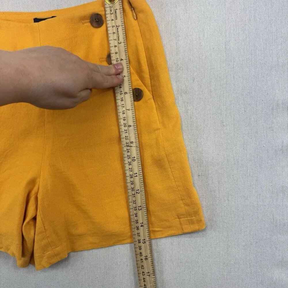 J.Crew NWT Women’s Linen Blend Sailor Shorts Yellow High Rise Size 00 Button